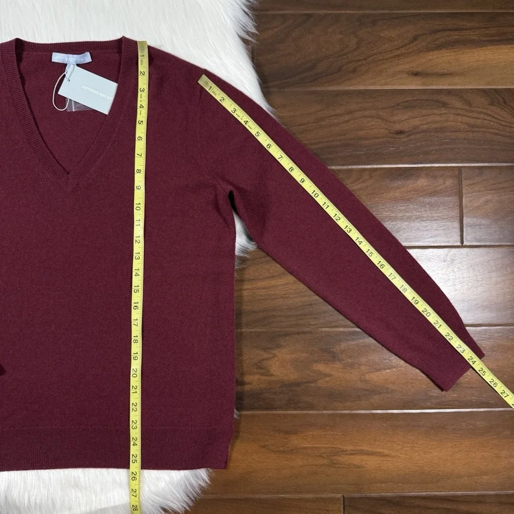 Antonio Melani Size Medium Zinfandel Monica V Neck Cashmere Pullover Sweater‎